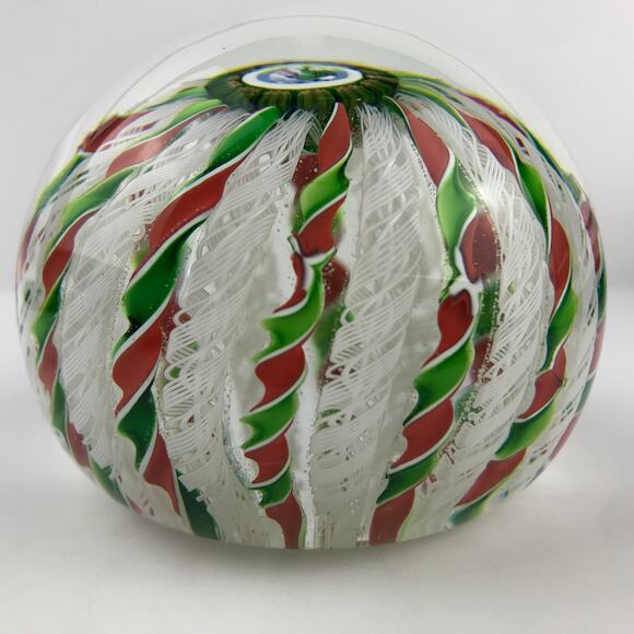 Perthshire 1985 Christmas Crown Shepherd and Sheep Latticinio Twist Paperweight - Picture 5 of 14